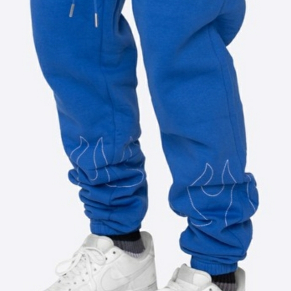 Blue Hand Stitched Flame Pants - Picture 2 of 2